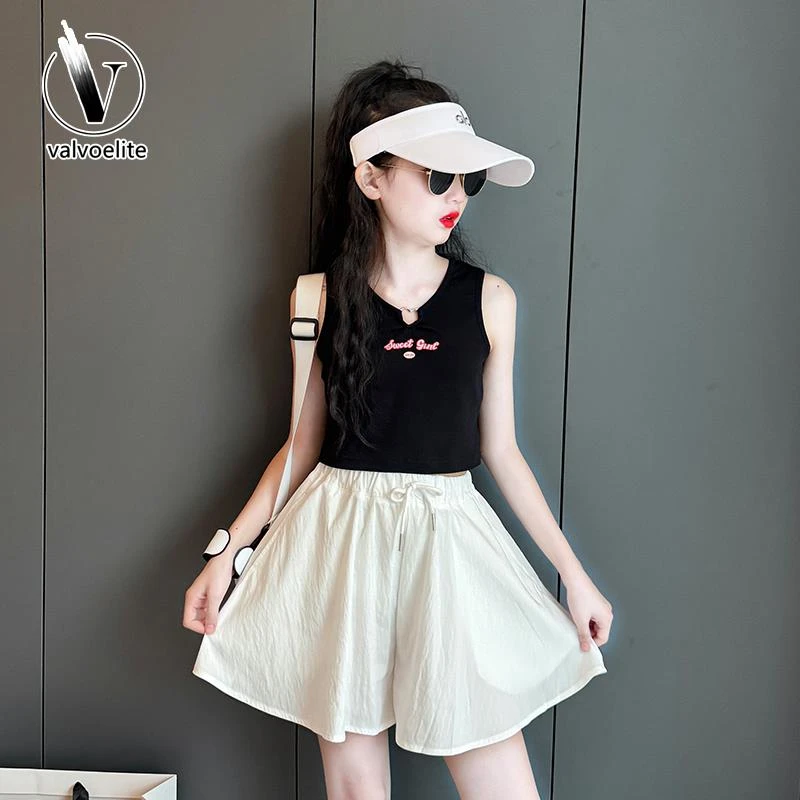 VALVOELITE女童短裤套装夏2025新款高级感穿搭大童速干运动两件套