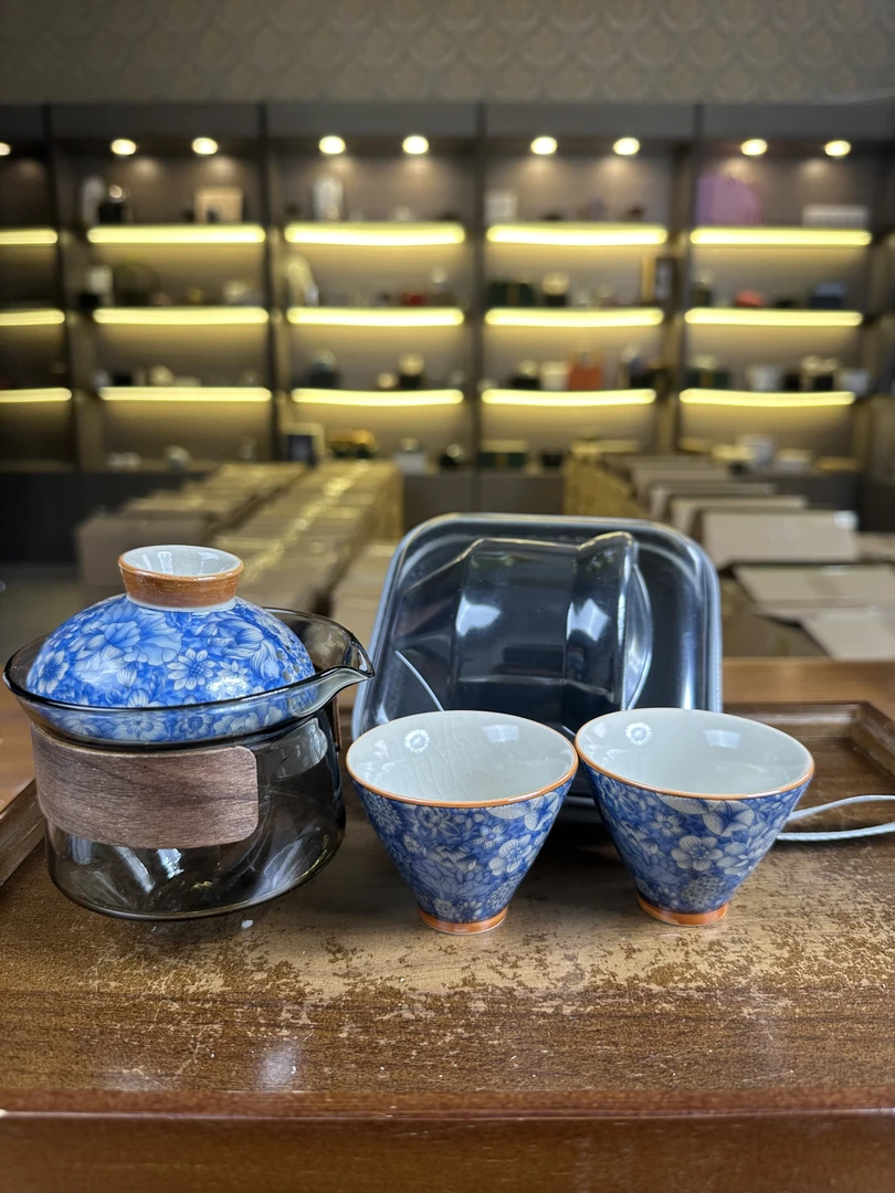 【闪购商品】c青花汝窑莫兰迪灰防烫旅行套