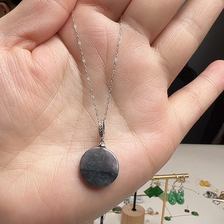 翡翠银S925镶嵌耳饰天然翡翠吊坠赠连