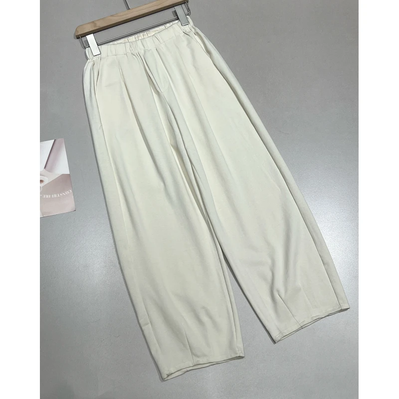 M1499【库存勿动】纯色百搭阔腿杏色休闲裤 裤长87 款号ZZ12155