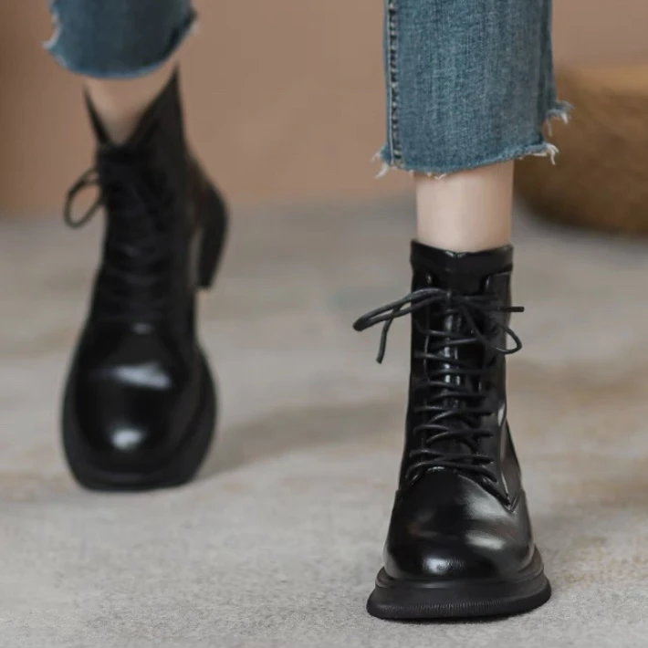 QDX2781新款秋季马丁靴ins潮酷英伦风厚底复古时尚系带短靴女靴子