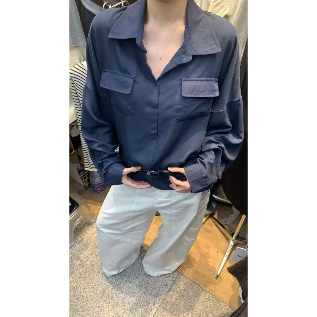 喜糖 福（1xt828#）喜欢！两个口袋polo领百搭衬衫9-18