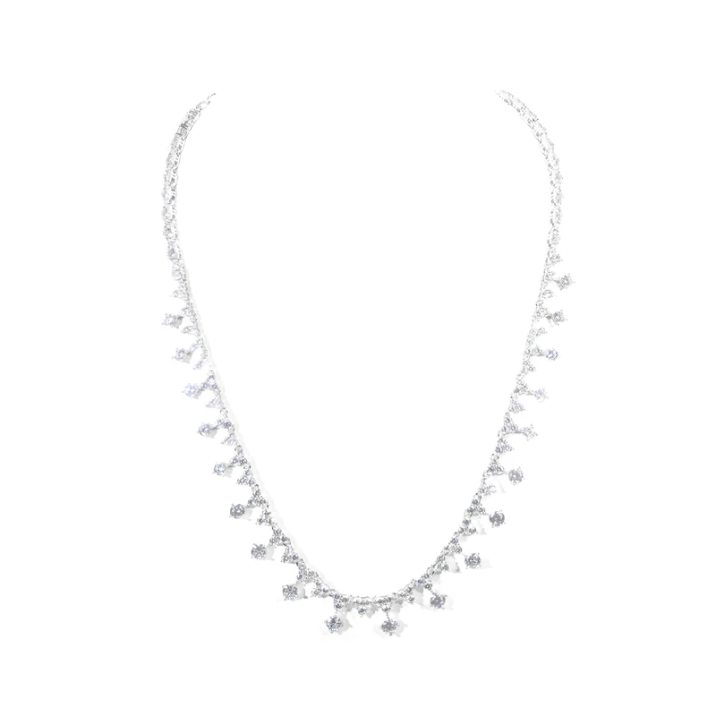 坠链均925银合成锆石 一梵  2223-设计师白点四爪满钻豪镶高端项