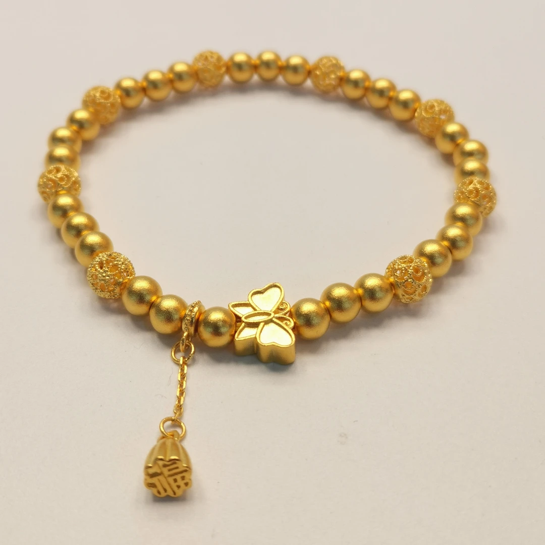 老鼎黄金  足金999【福气蝶满】金手串古法气质宫廷