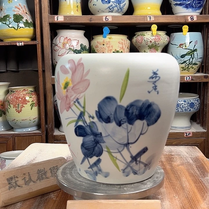 苹果青花荷花新款新款陶瓷陶瓷