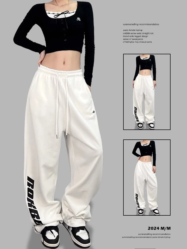 美式复古街舞潮牌跳舞hiphop爵士舞长裤女运动jazz街舞休闲裤子