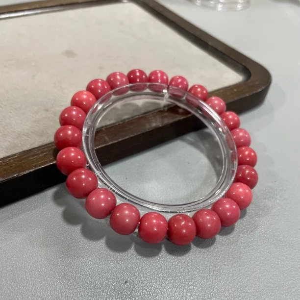 K287粉菩提桶珠卡1.0单圈手串