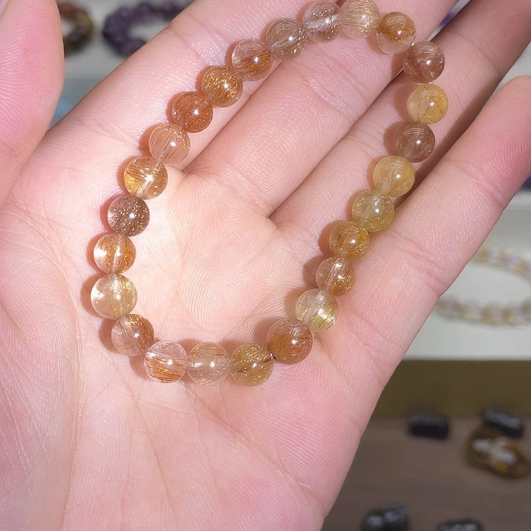 水晶手串未镶嵌彩发晶7.3