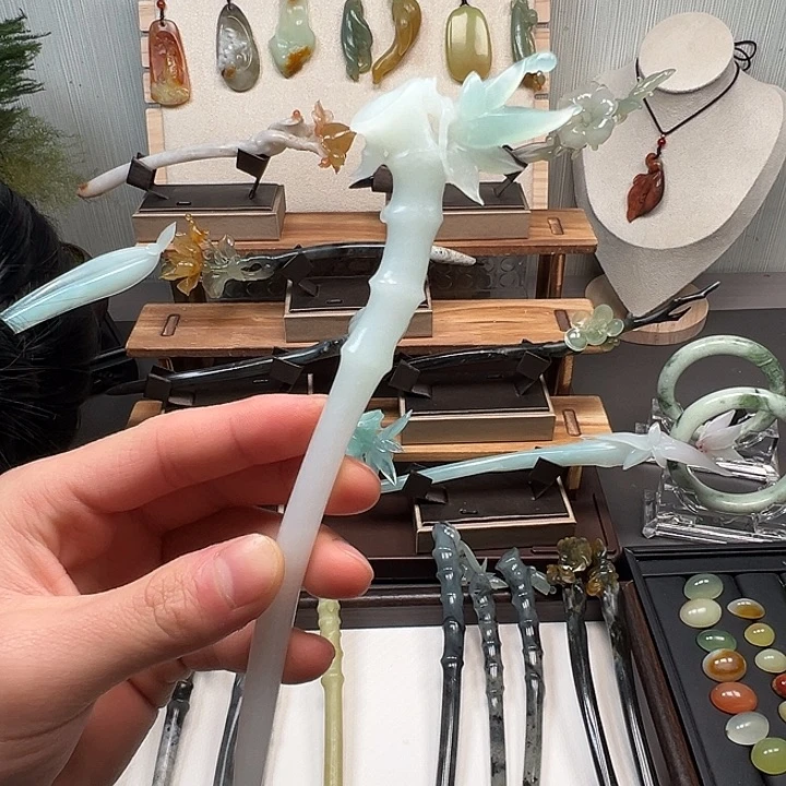 蛇纹石玉未镶嵌发簪