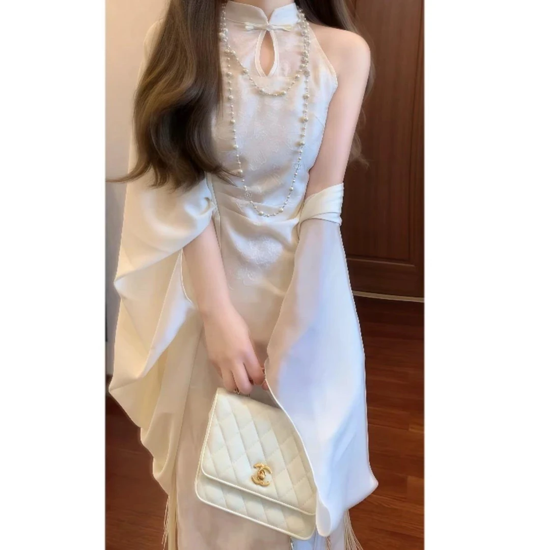 新中式国风复古清冷感改良旗袍连衣裙气质长裙&防晒空调开衫