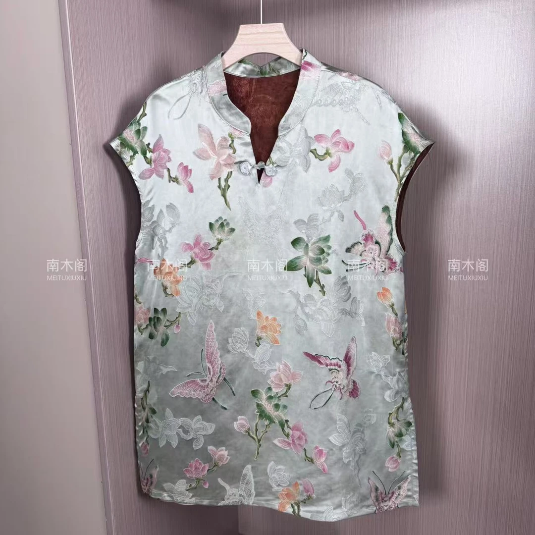 （绿野蝶蝶）2025吸汗提风复古百搭网红套装新中式时尚奥黛