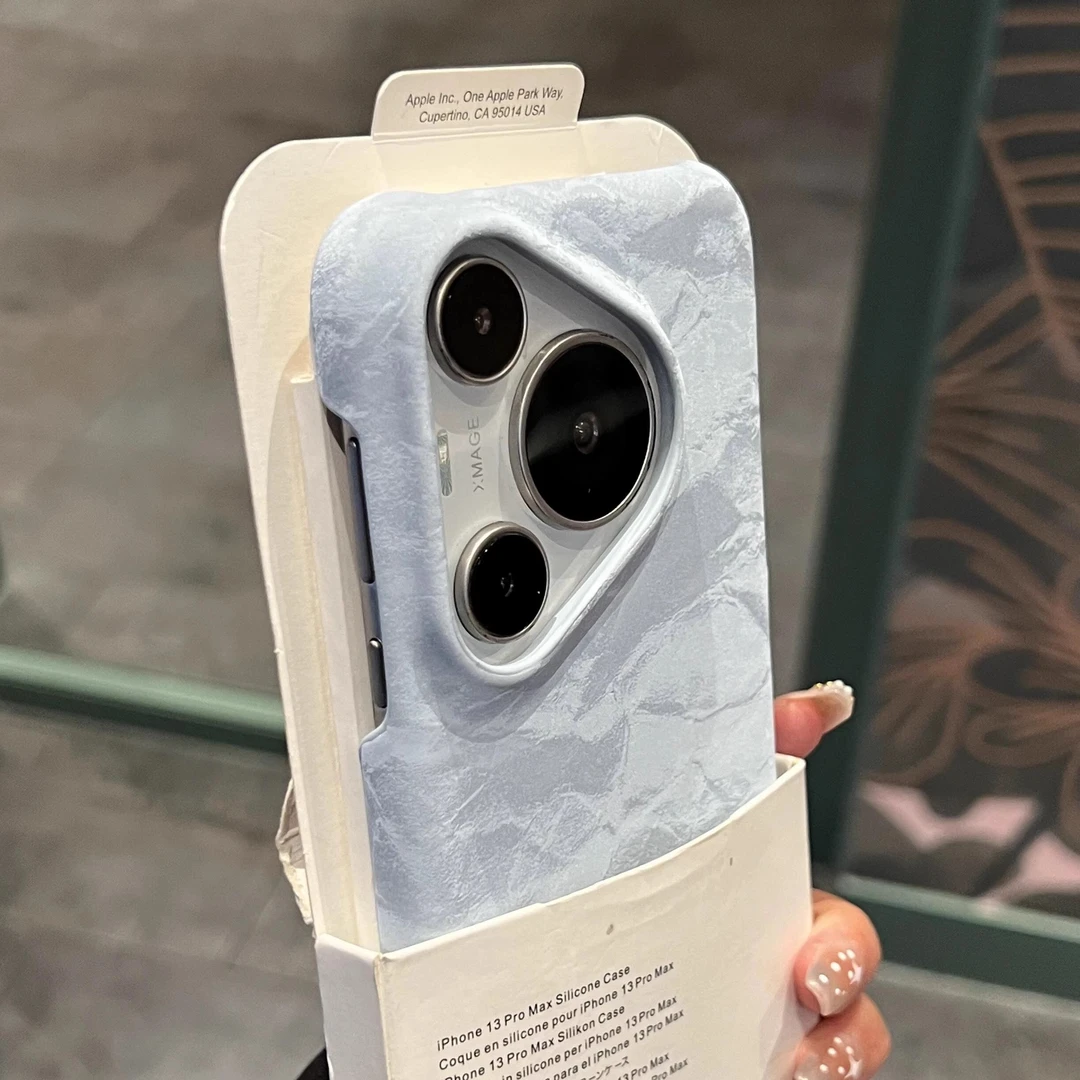 雪山纹丝绒适用华为pura70pro手机壳高级感Pura70pro+半包防摔p70