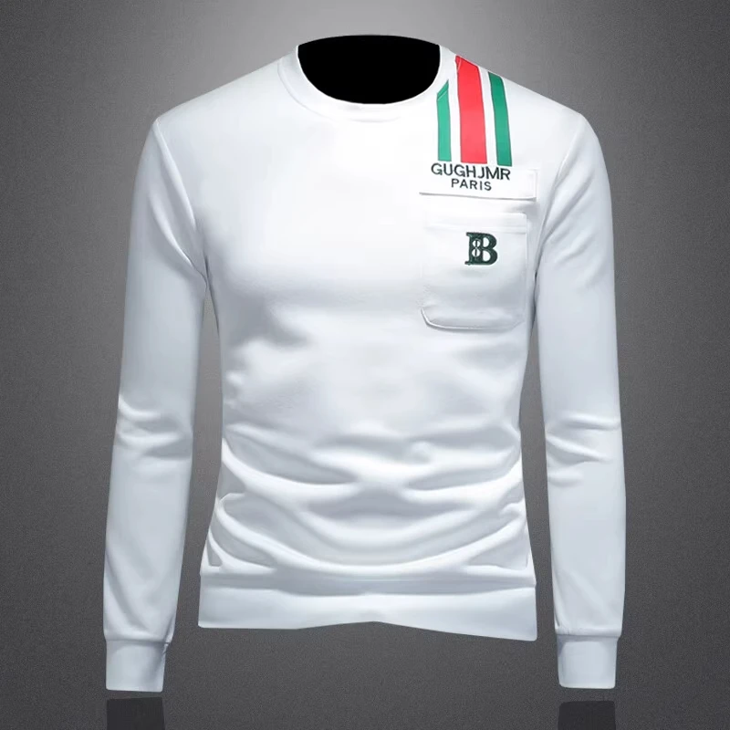 刺绣卫衣男士2025秋季新款欧洲站运动潮牌时尚薄款圆领套头长袖潮