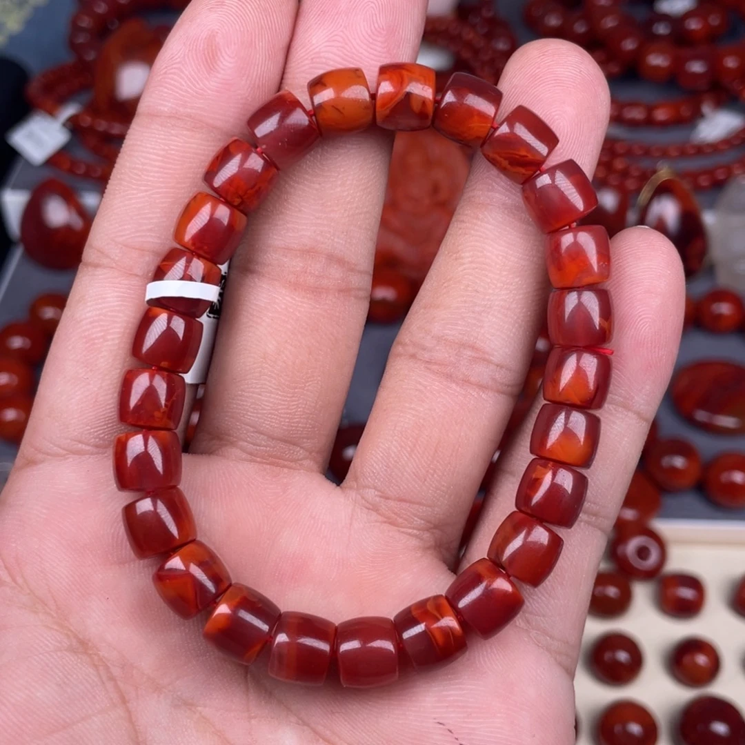 南红玛瑙未镶嵌瓦西南红直切手串8mm+