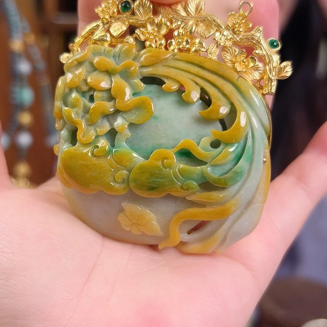 翡翠银S925镶嵌颈饰国风