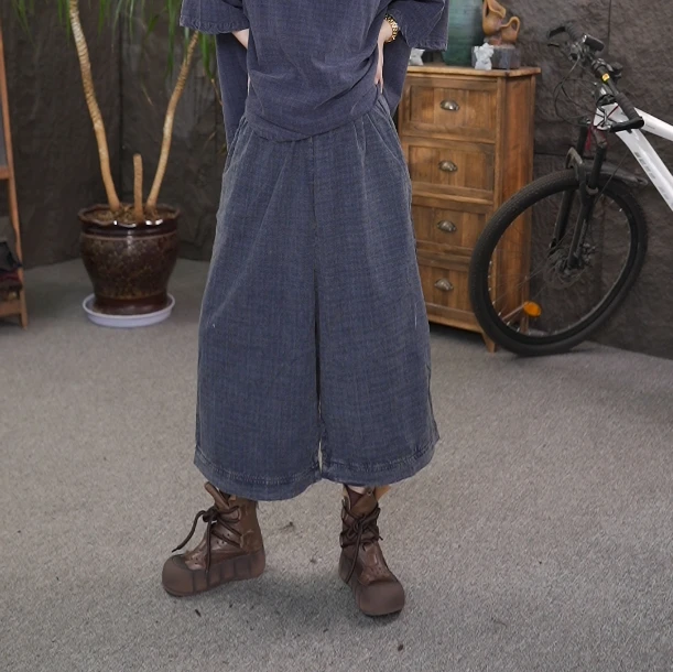 夏季做旧格子薄款高腰宽松百搭休闲裤