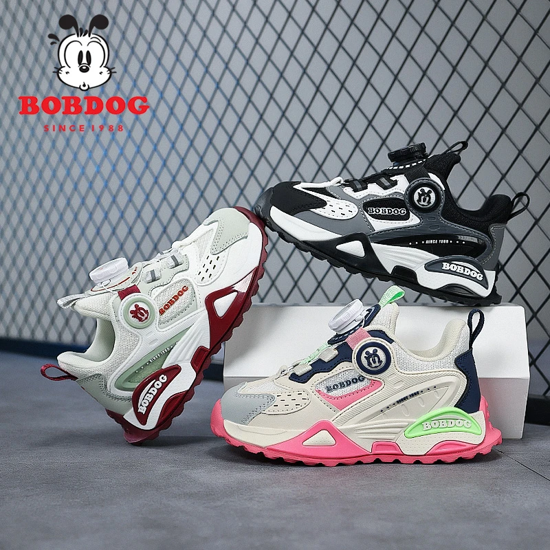 巴布豆儿童鞋2025春季新款女童百搭潮鞋4-12岁网面防水男童运动鞋