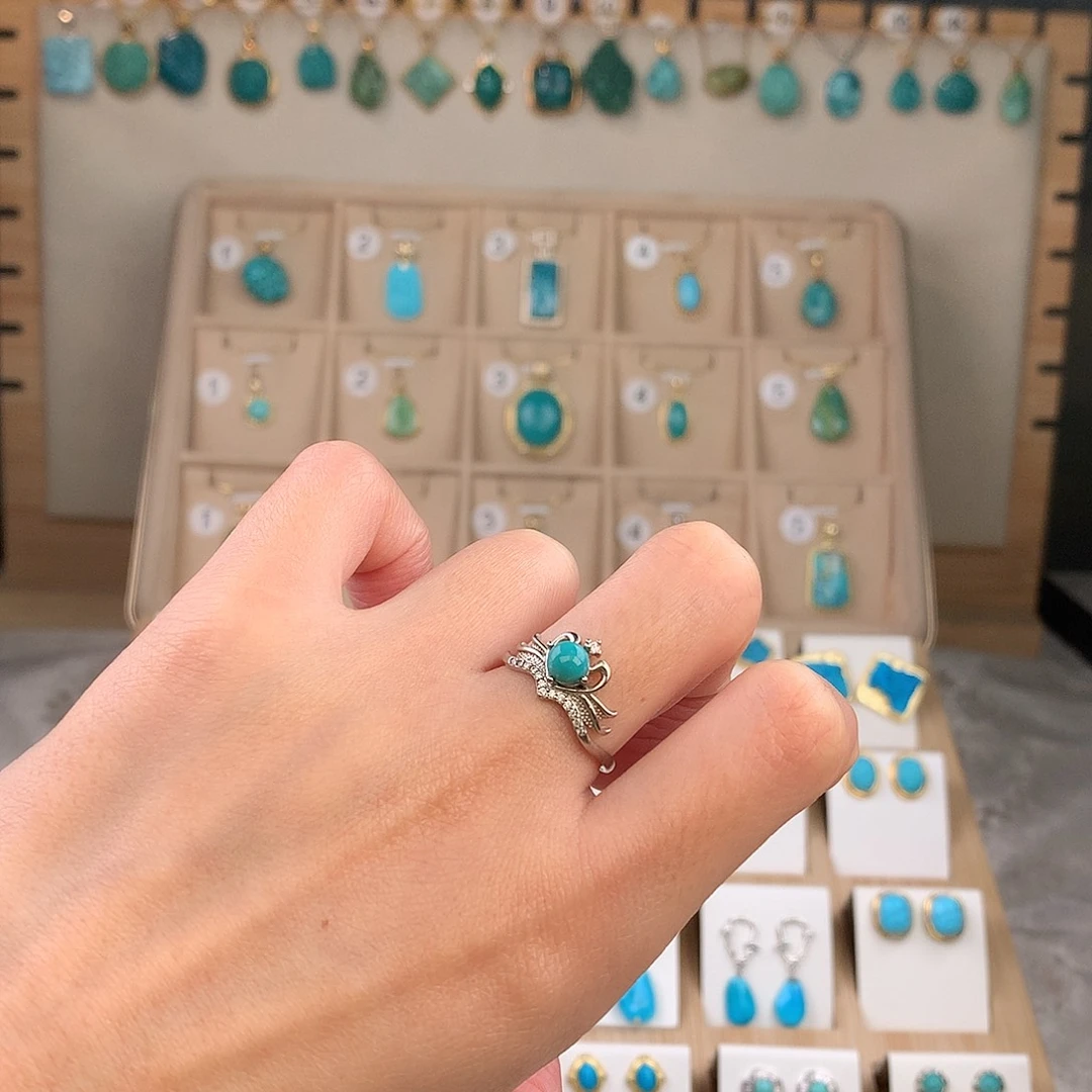 绿松石银S925镶嵌戒指