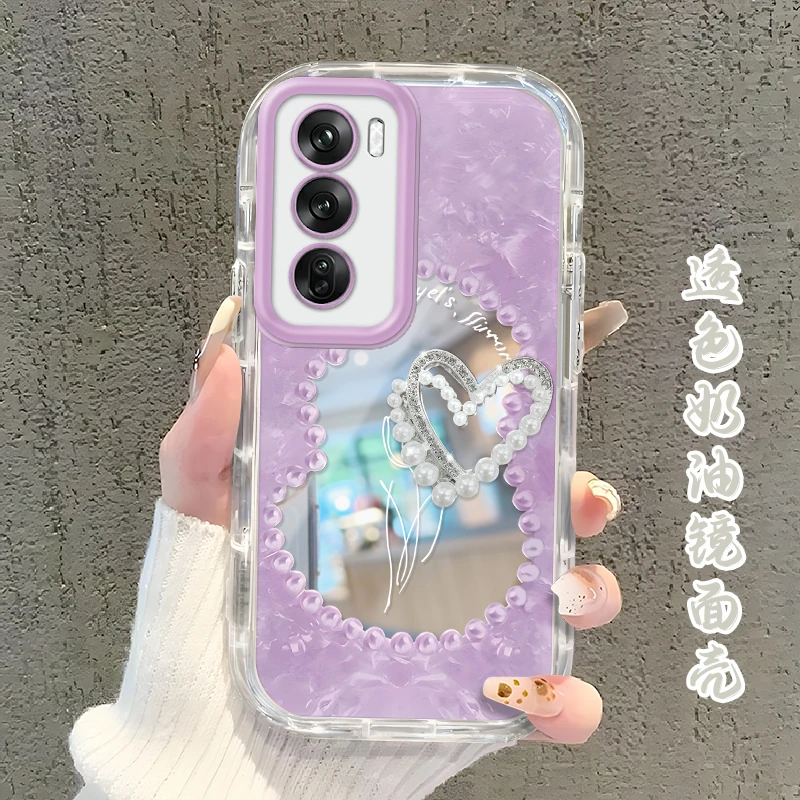 适用于【OPPO】Reno12新款时尚潮流粉色珠子爱心郁金香手机壳