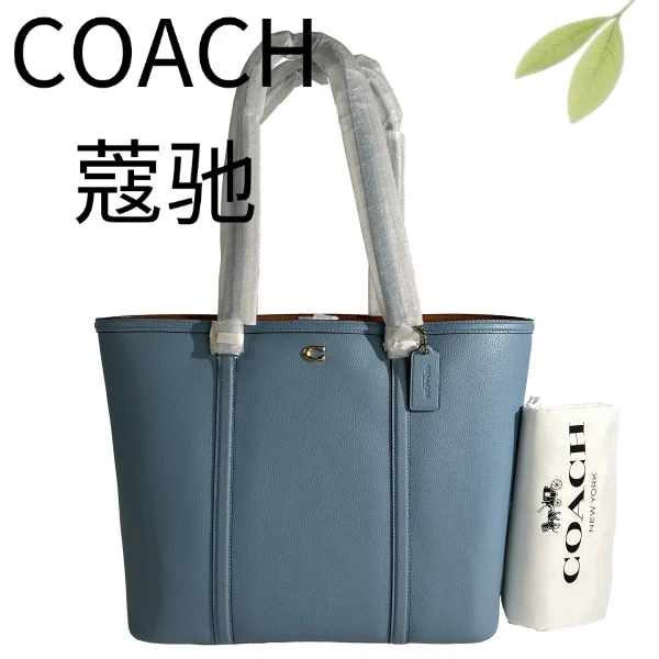 99新 COACH/蔻驰 蓝色C标托特单肩包G25105888底长33X29