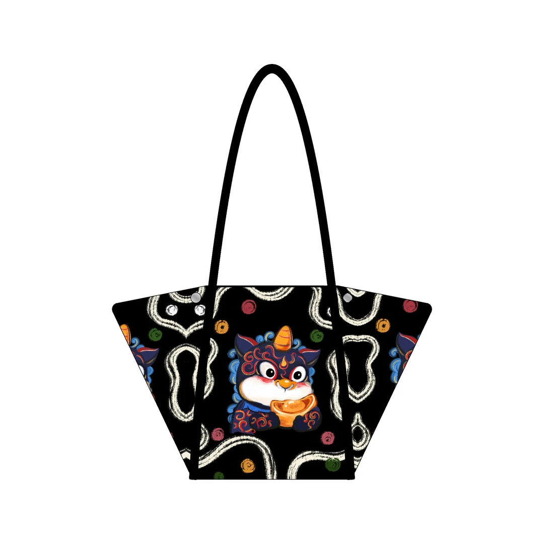 嘉哥 新款小貔貅纳福百搭小众休闲元宝包单肩书店大容量帆布包