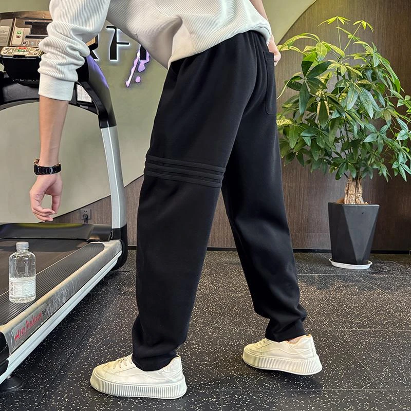 仓石一树潮牌男士宽松条纹直筒卫裤2025秋冬新款百搭休闲裤哈伦裤