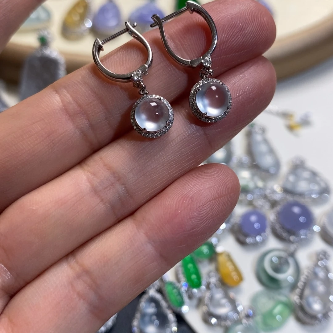 翡翠18K金镶嵌吊坠(不含链)耳饰