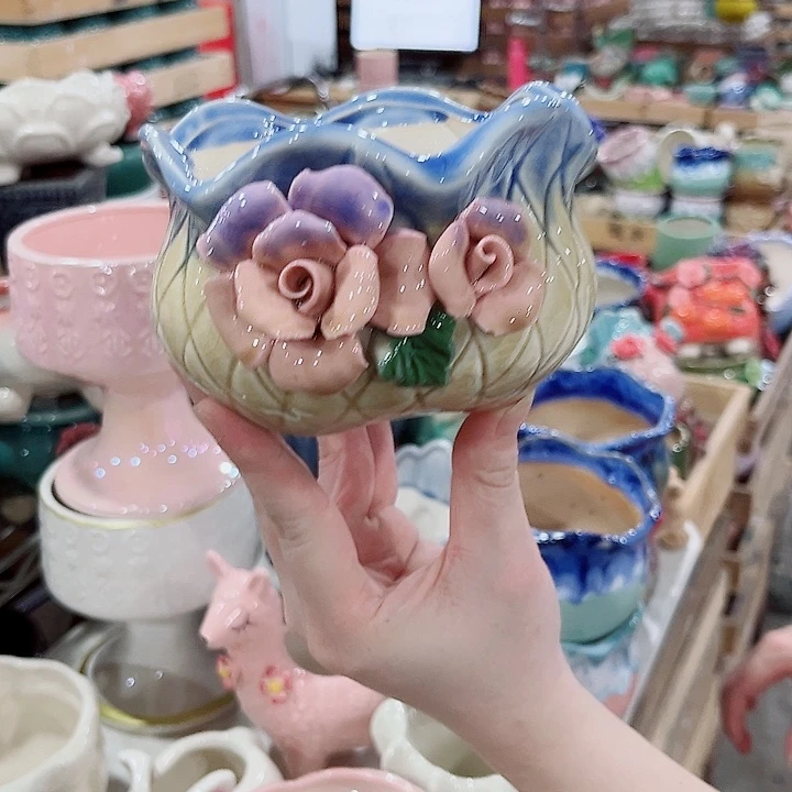 有孔.凑单10元陶瓷花盆发货！