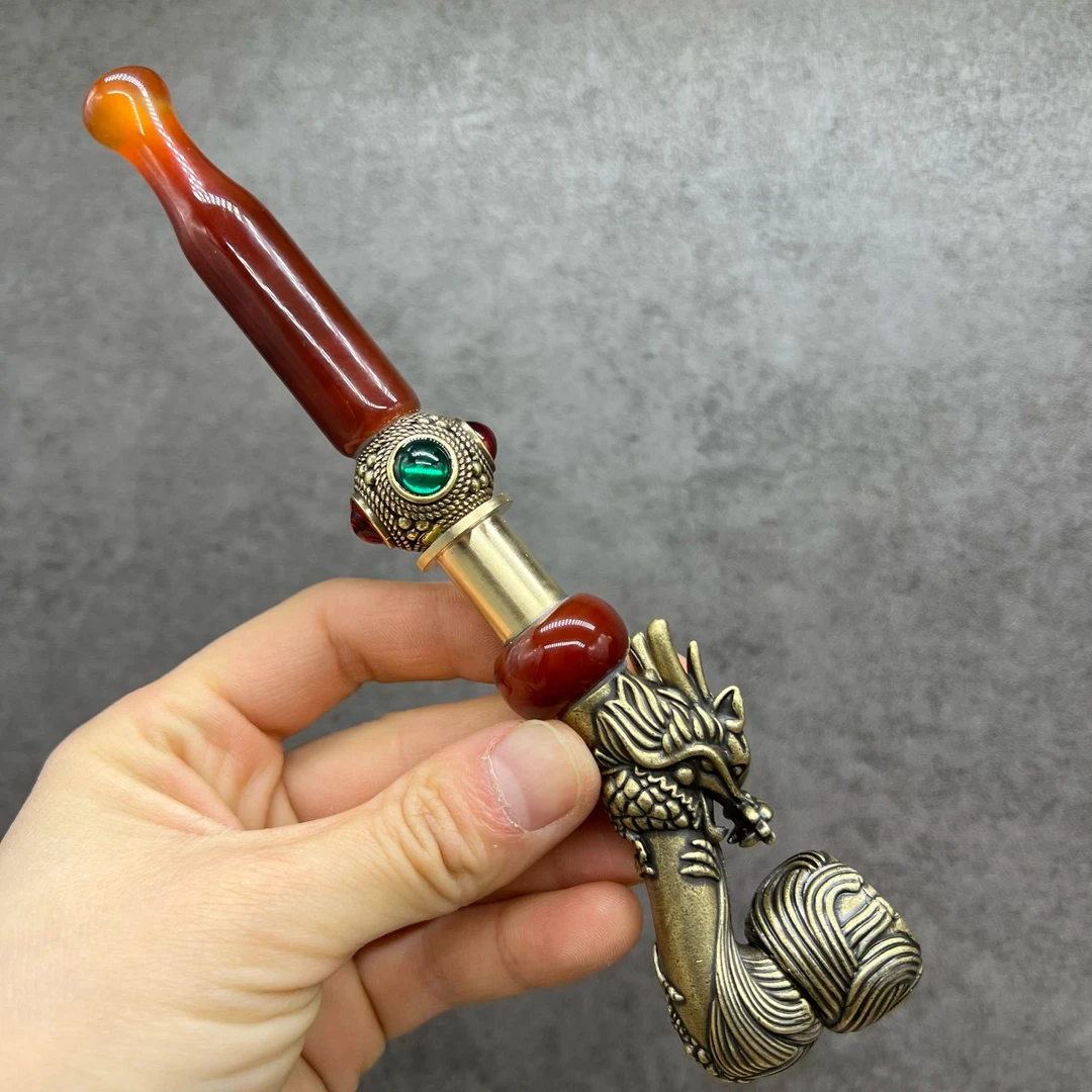 直长嘴四钻一档一株龙头烟锅L022