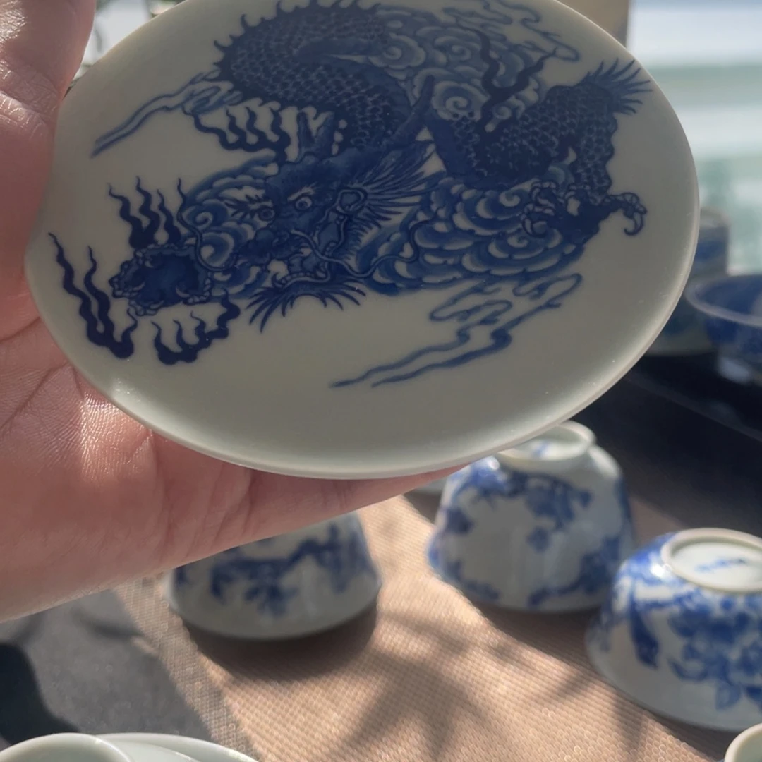 景德镇青花龙纹盖置盖置