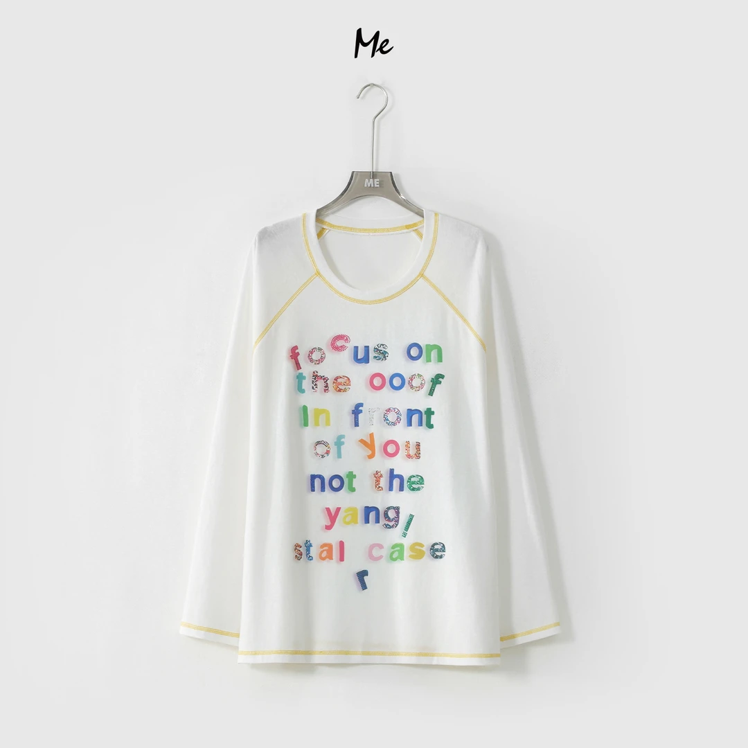 ME【彩虹字母防晒大版T】字母印花显瘦百搭休闲一手长T恤MESS5984