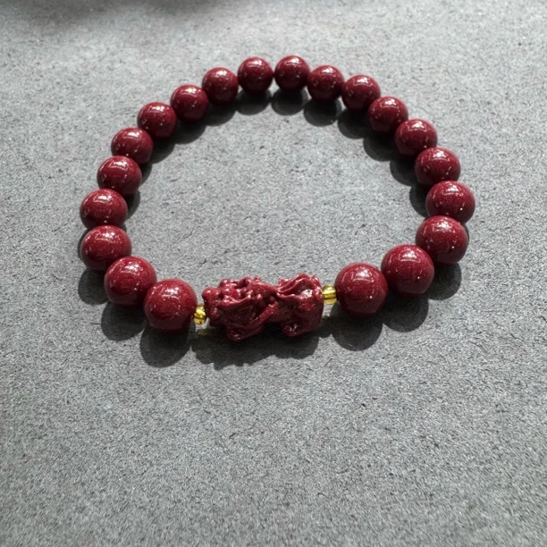 含辰砂工艺品B356-紫金砂貔貅手串单圈8mm
