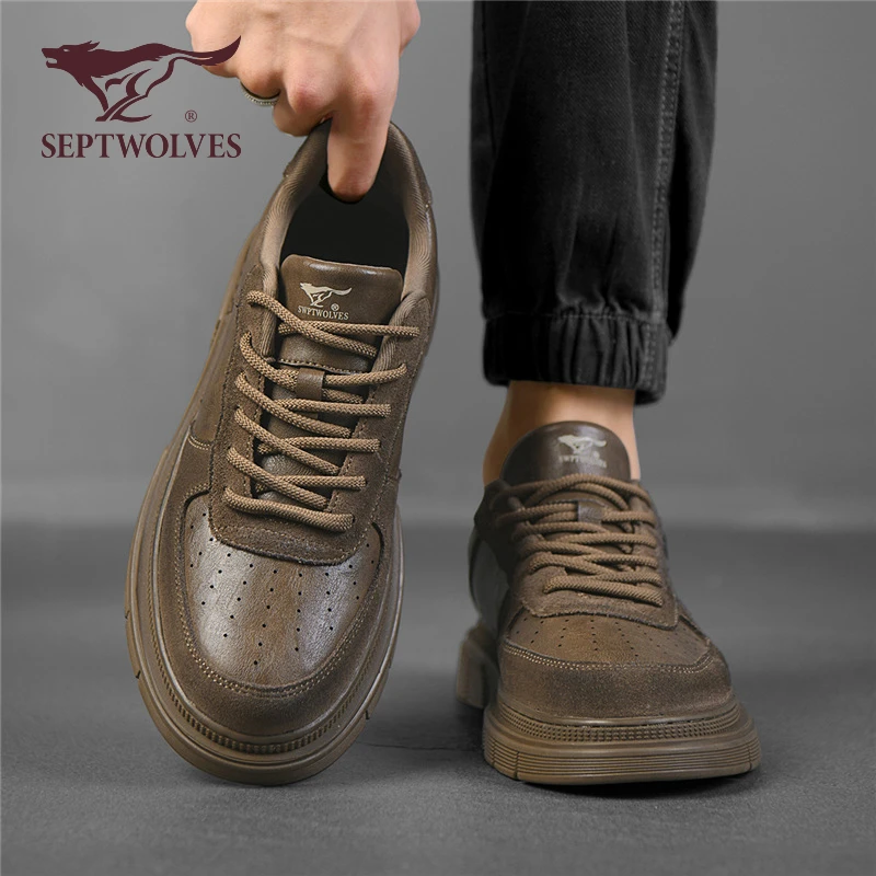 七匹狼正品男鞋新款秋冬复古潮流厚底休闲鞋男士皮鞋耐磨防滑板鞋