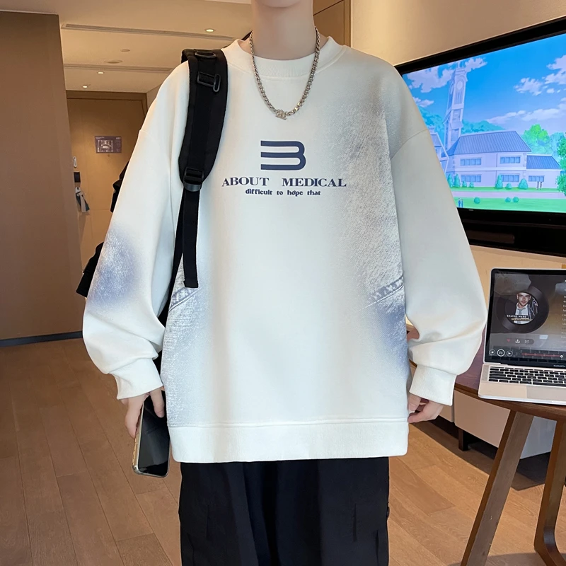 2025秋季新款卫衣男高中生宽松百搭圆领套头卫衣男款爆款2025新款