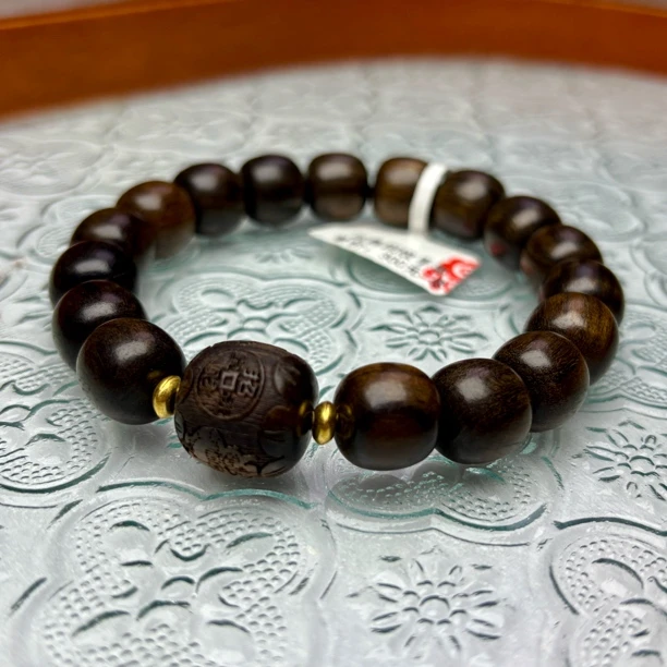 沉香木随喜貔貅文玩手串