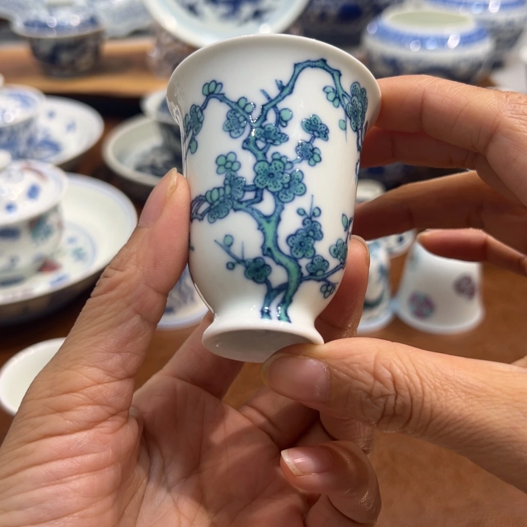 杯子高足绿梅闻香杯