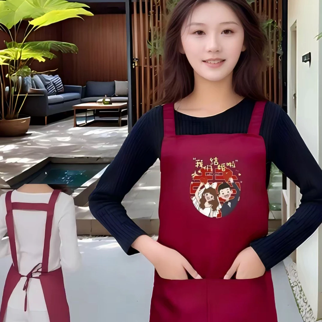 客户定制卡通我们结婚啦80套围裙袖套