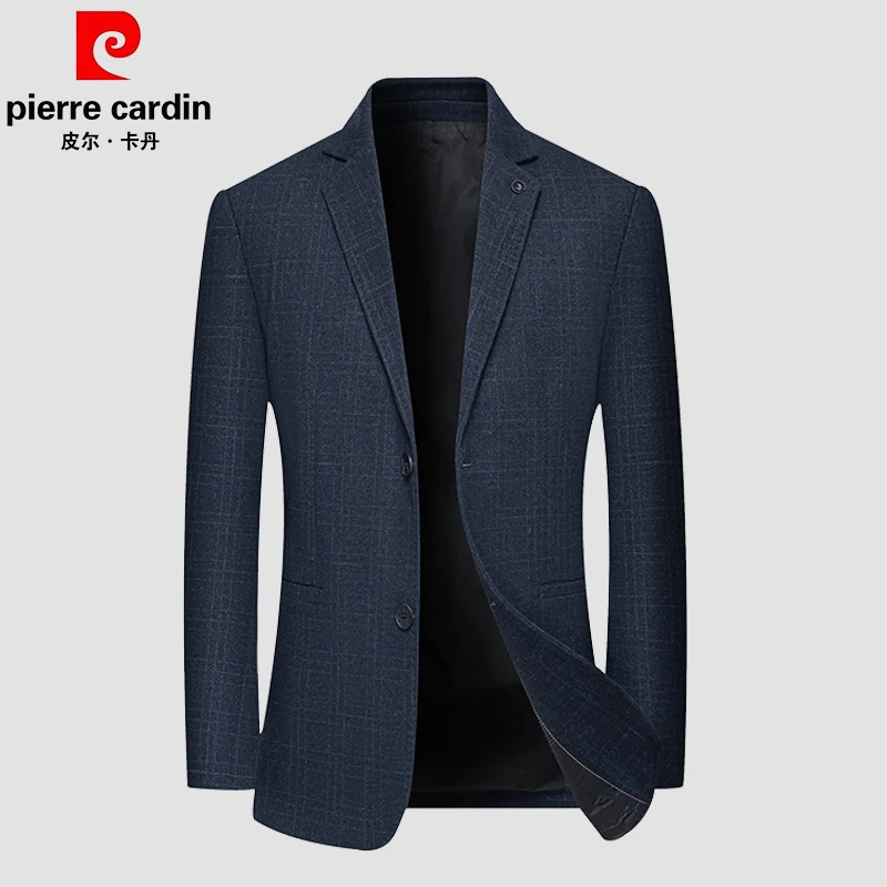 皮尔卡丹男士商务休闲西装修身单西正装单件羊毛春秋季西服外套