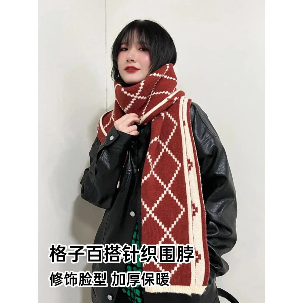 FAVMARTHA红色围巾女2025新款韩版学生百搭冬季圣诞高级感新年礼