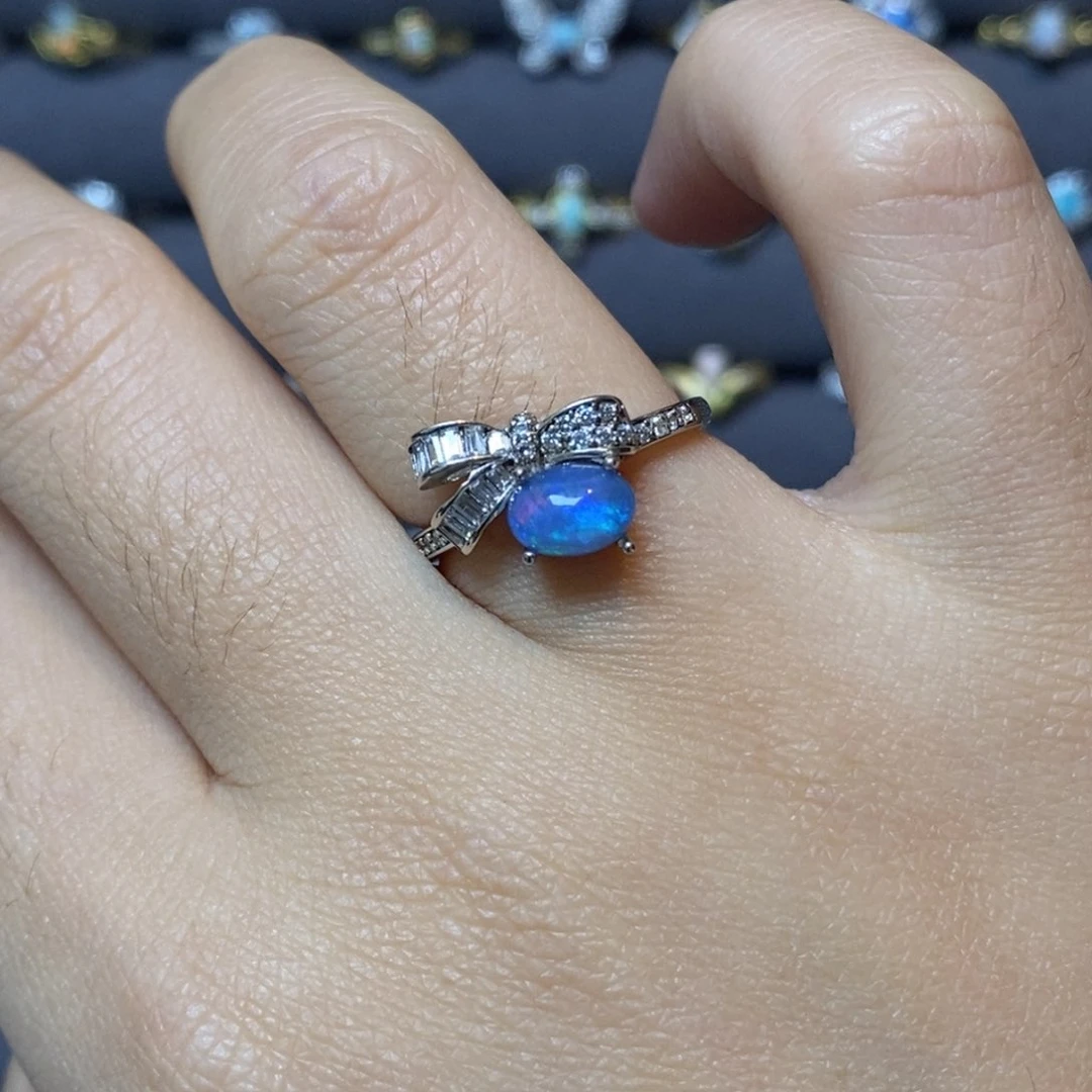 欧泊珠宝奇石银S925镶嵌戒指