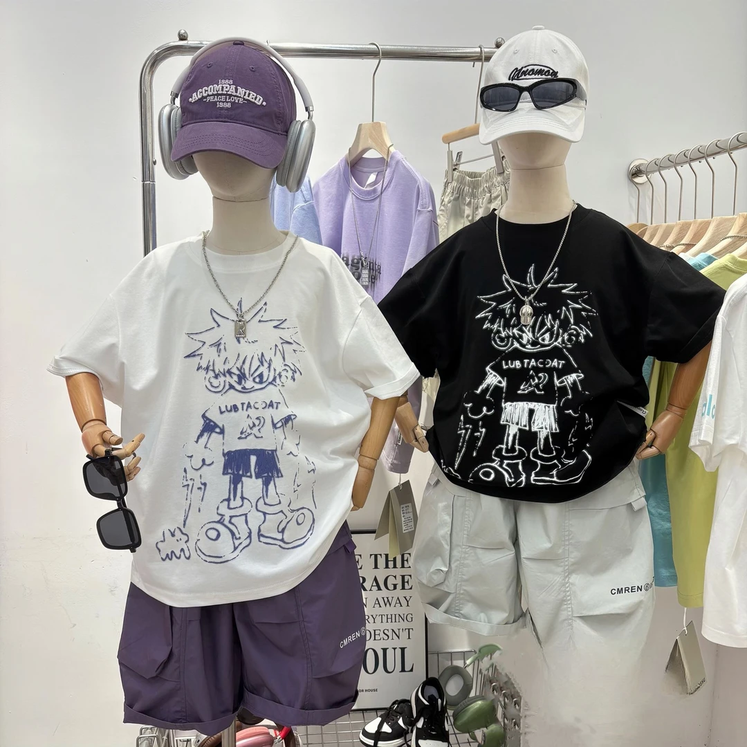 【小哥穿搭】男童短袖T恤带夏季中大童新款韩版潮流印花61106