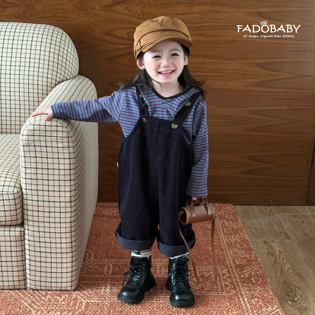 儿童背带裤2025新款秋季韩版男女童连体裤宝宝灯芯绒阔腿裤子潮