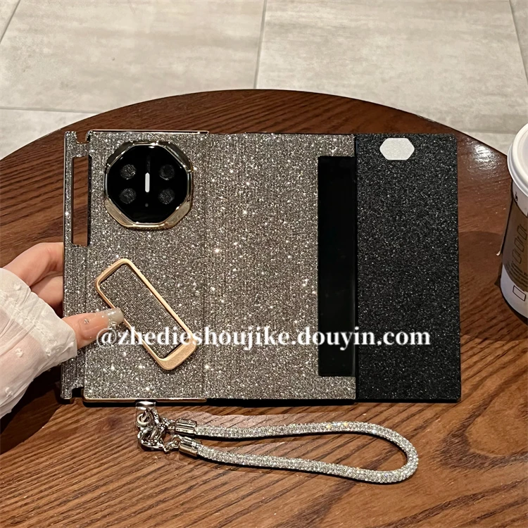 适用华为matext手机壳三折叠xt非凡大师高级感闪钻全包翻盖保护壳
