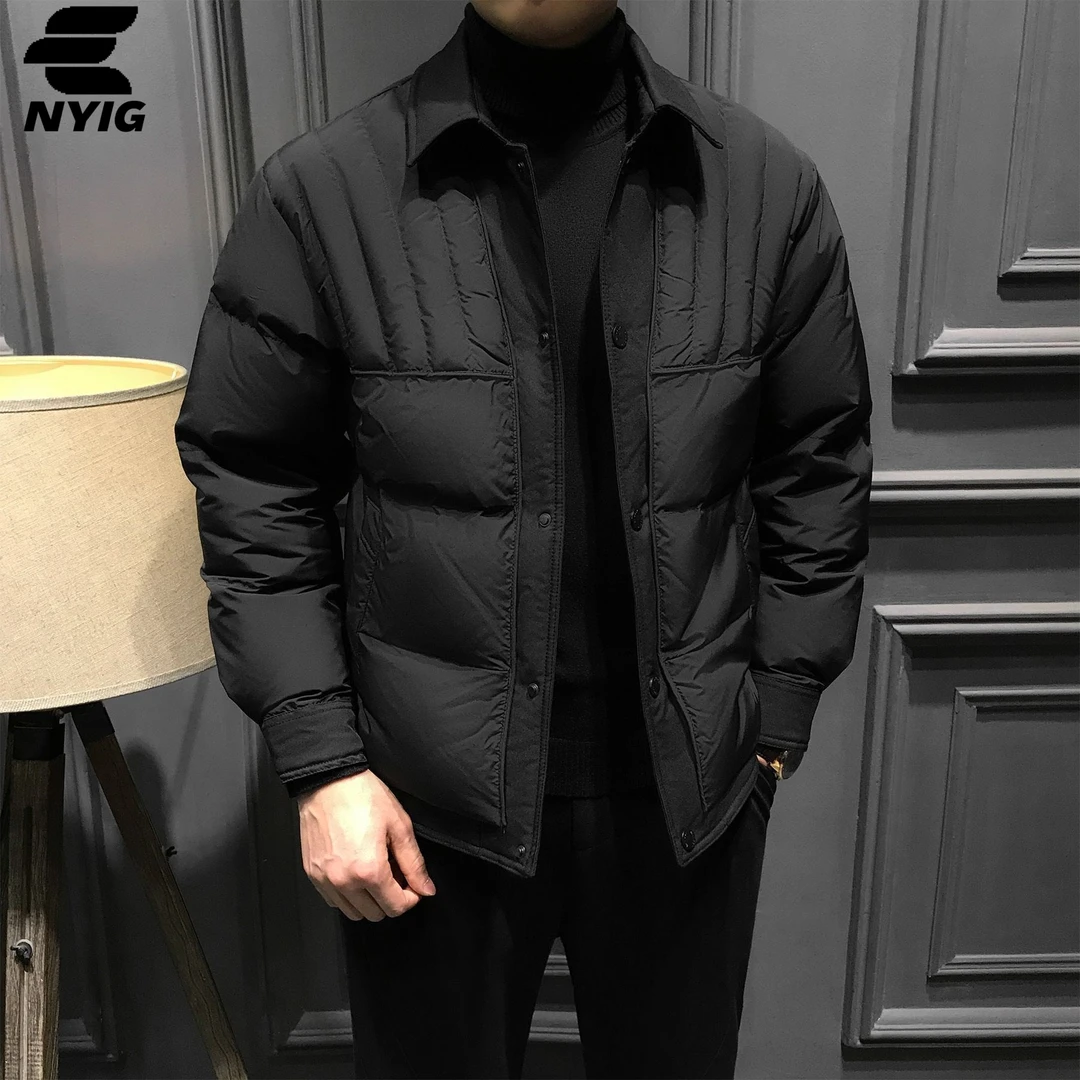 NYIG品牌高端翻领男士夹克休闲修身加厚爆款男外套冬季高级外套
