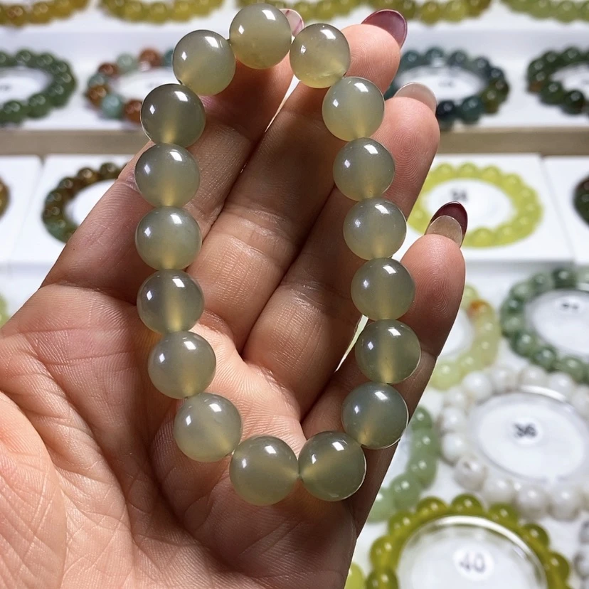 【闪购商品】未镶嵌蛇纹石玉手链卡12