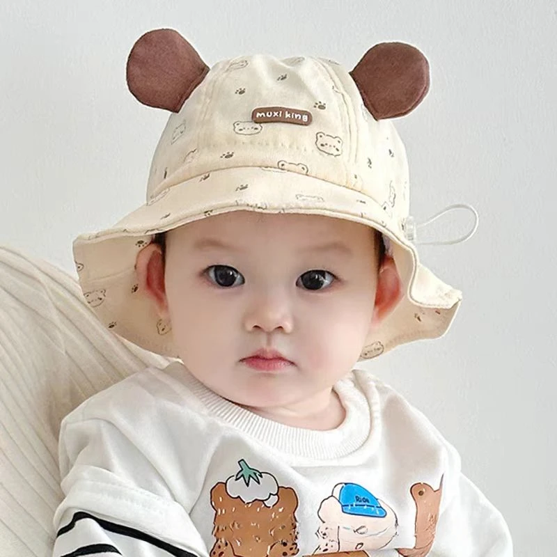 婴儿渔夫帽春季新款婴幼儿可爱夏季帽子超萌儿童遮阳宝宝薄款盆帽