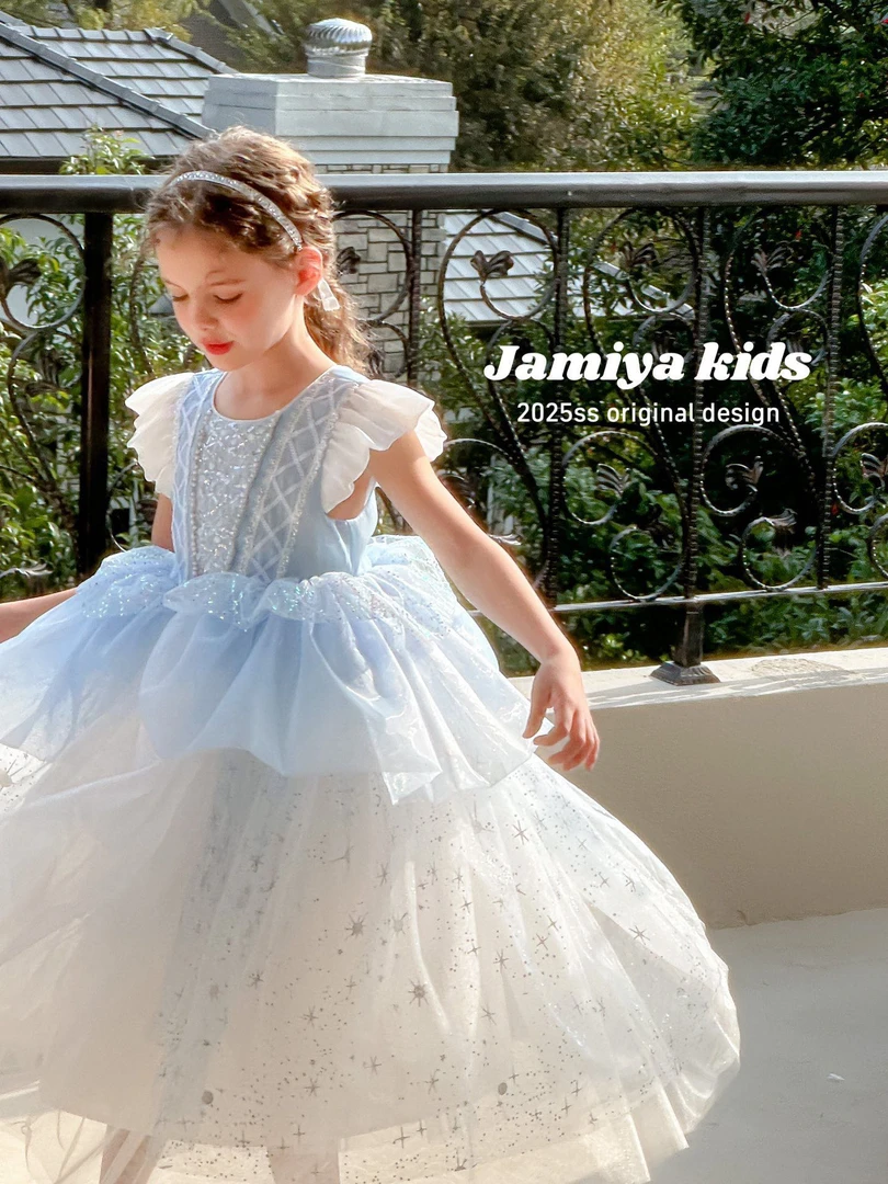 Ja正版2025春夏新款女童公主裙冰雪奇缘爱沙连衣裙生日礼服演出服