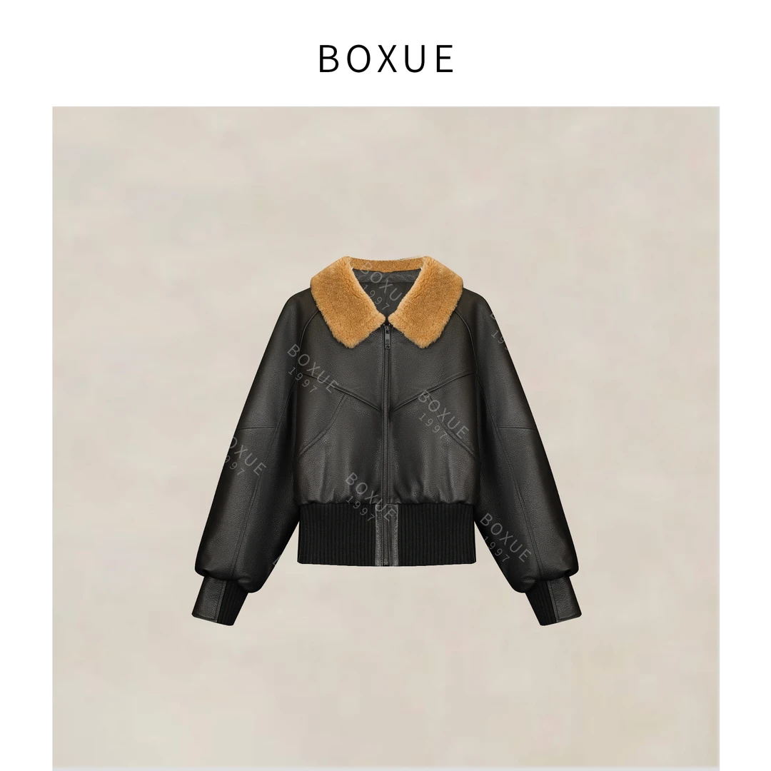 BOXUE“望岳”2025冬托斯卡纳皮毛一体荔枝皮90白鹅绒#251218YR7786