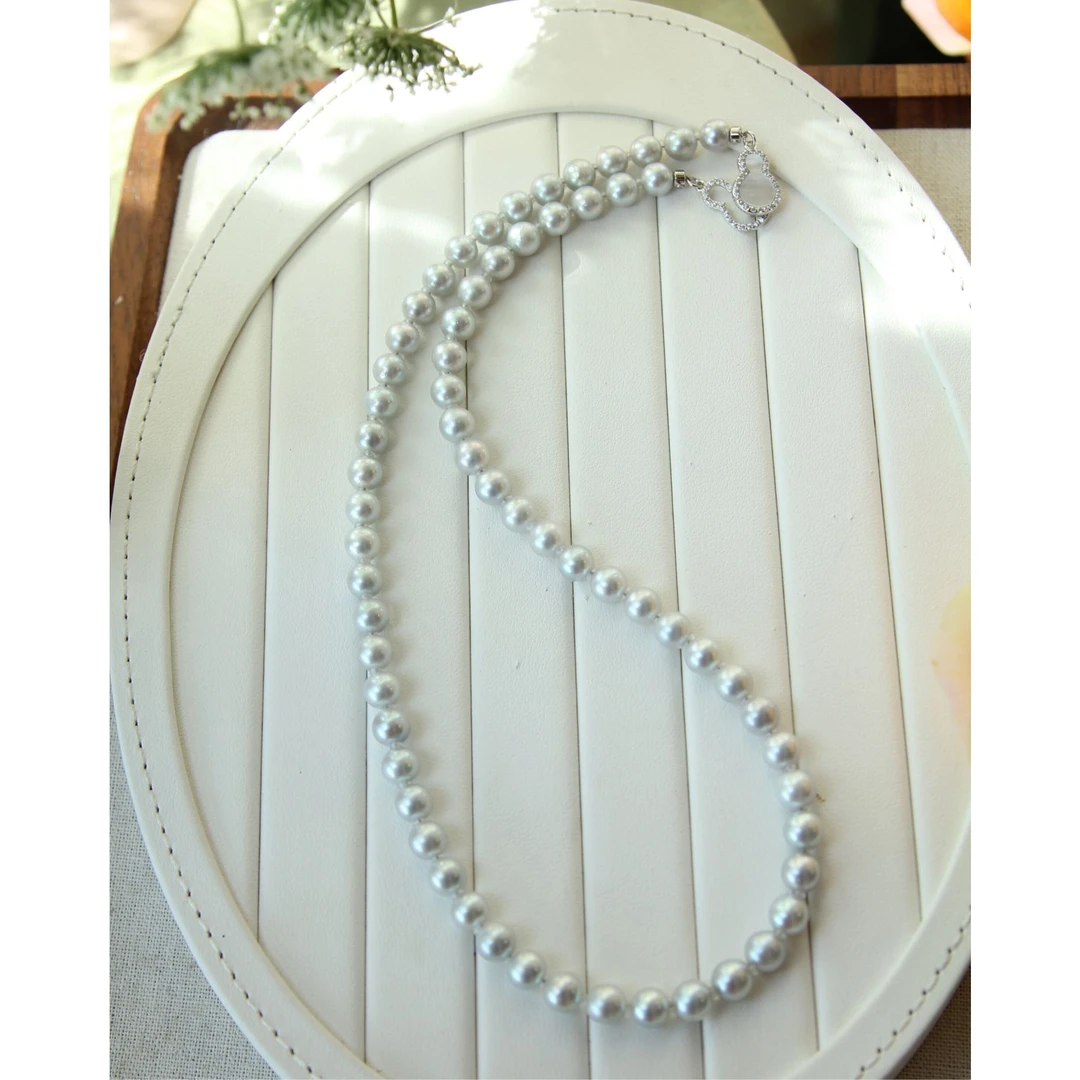 T 高货补贴 海水akoya真多麻色项链6-7mm S925银