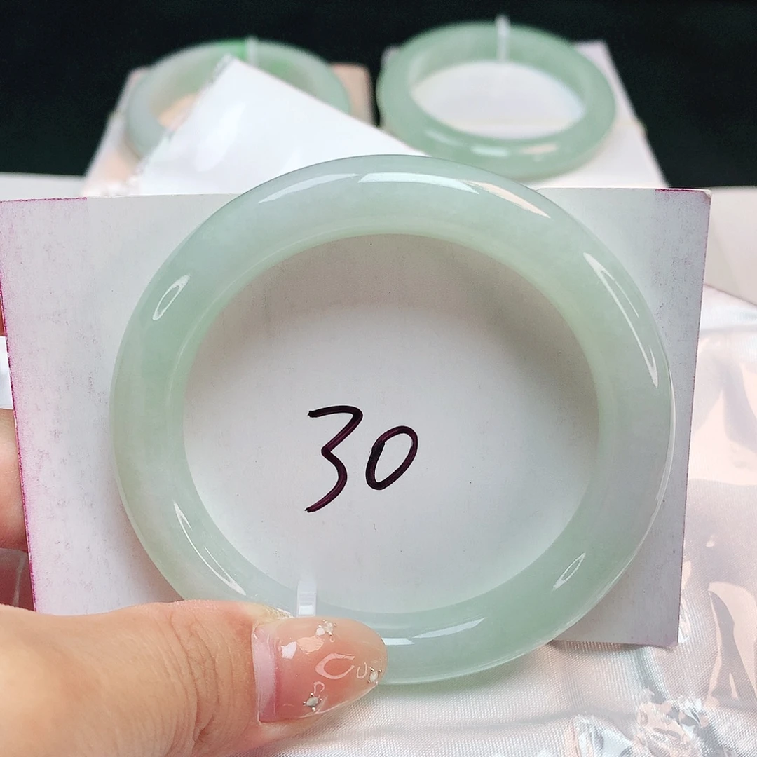翡翠未镶嵌手镯圆条54.5